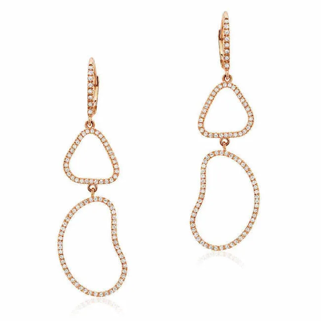 Organic Shape Double Drop Earrings