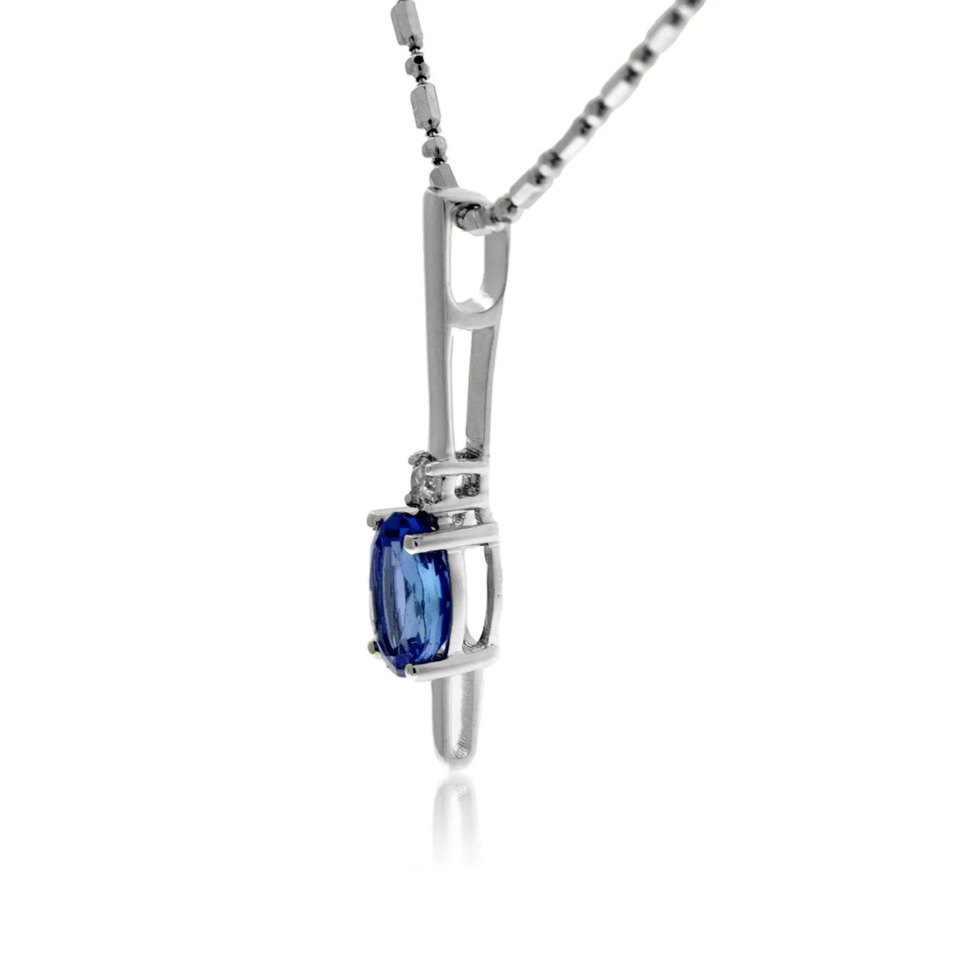 Oval Tanzanite & Diamond Bar Pendant