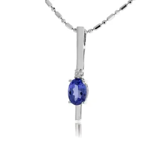 Oval Tanzanite & Diamond Bar Pendant