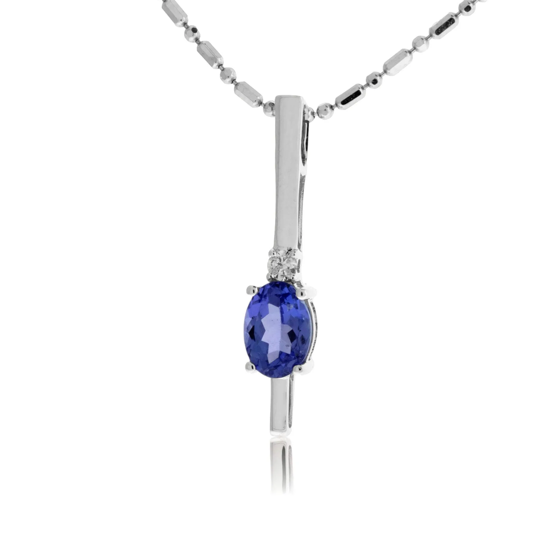 Oval Tanzanite & Diamond Bar Pendant