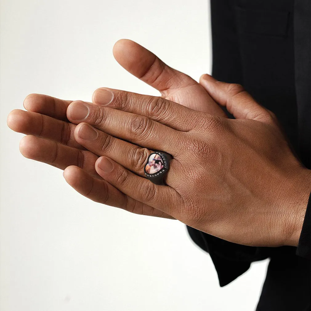 Personalized Heart Picture Signet Ring for Women Men
