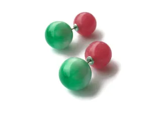 Pink and Kelly Green Moonglow Double Sided Earrings