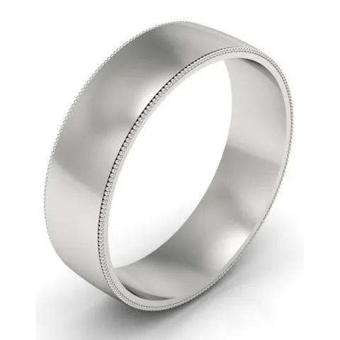 Platinum Milgrain Ring 6mm