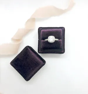 Plum Purple Velvet Square Ring Box - Clearance