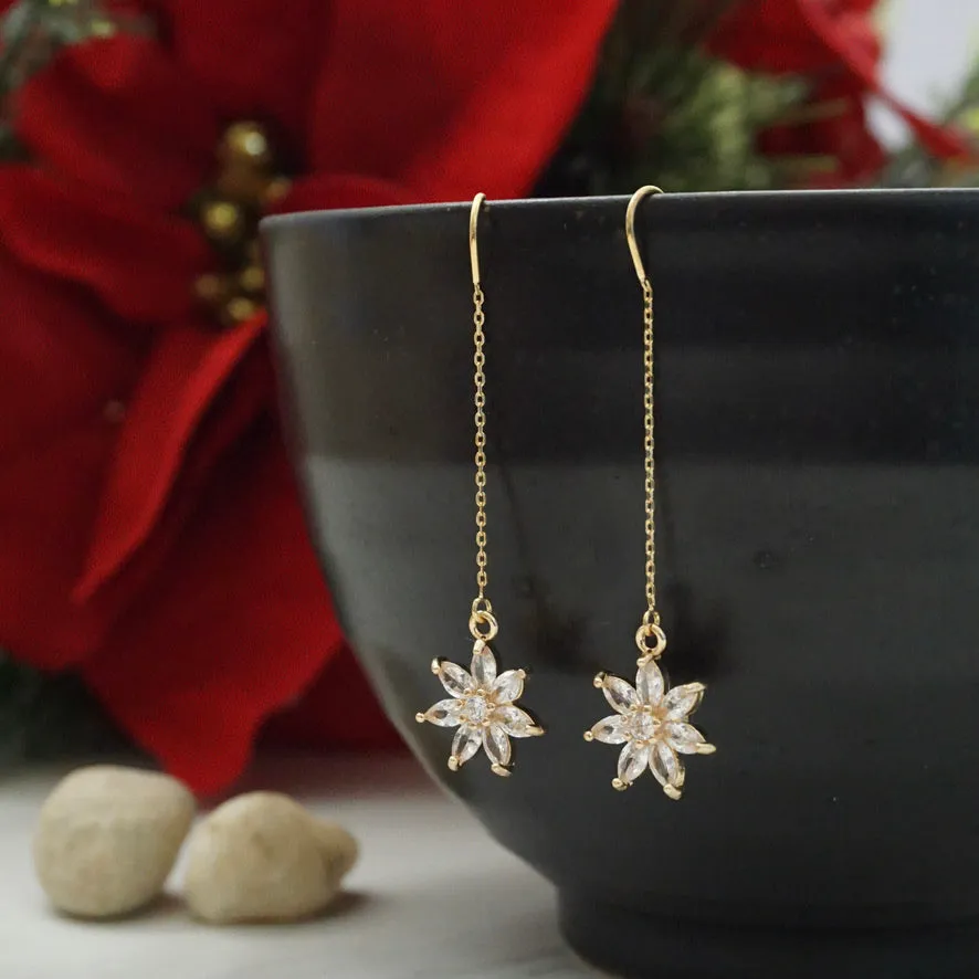 Poinsettia Threader Earrings