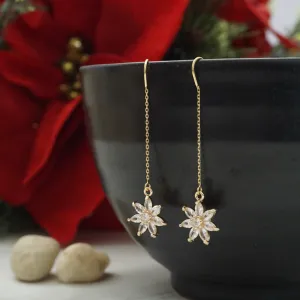 Poinsettia Threader Earrings