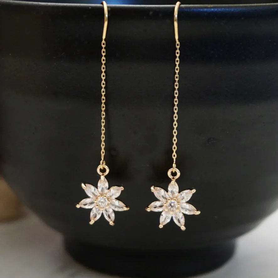 Poinsettia Threader Earrings