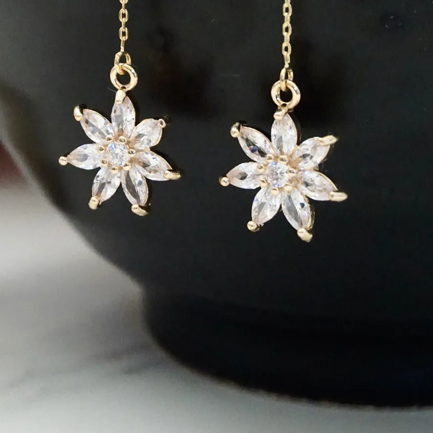 Poinsettia Threader Earrings