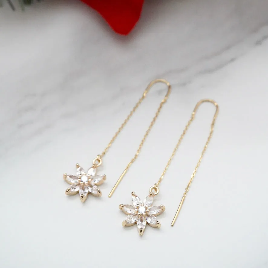 Poinsettia Threader Earrings