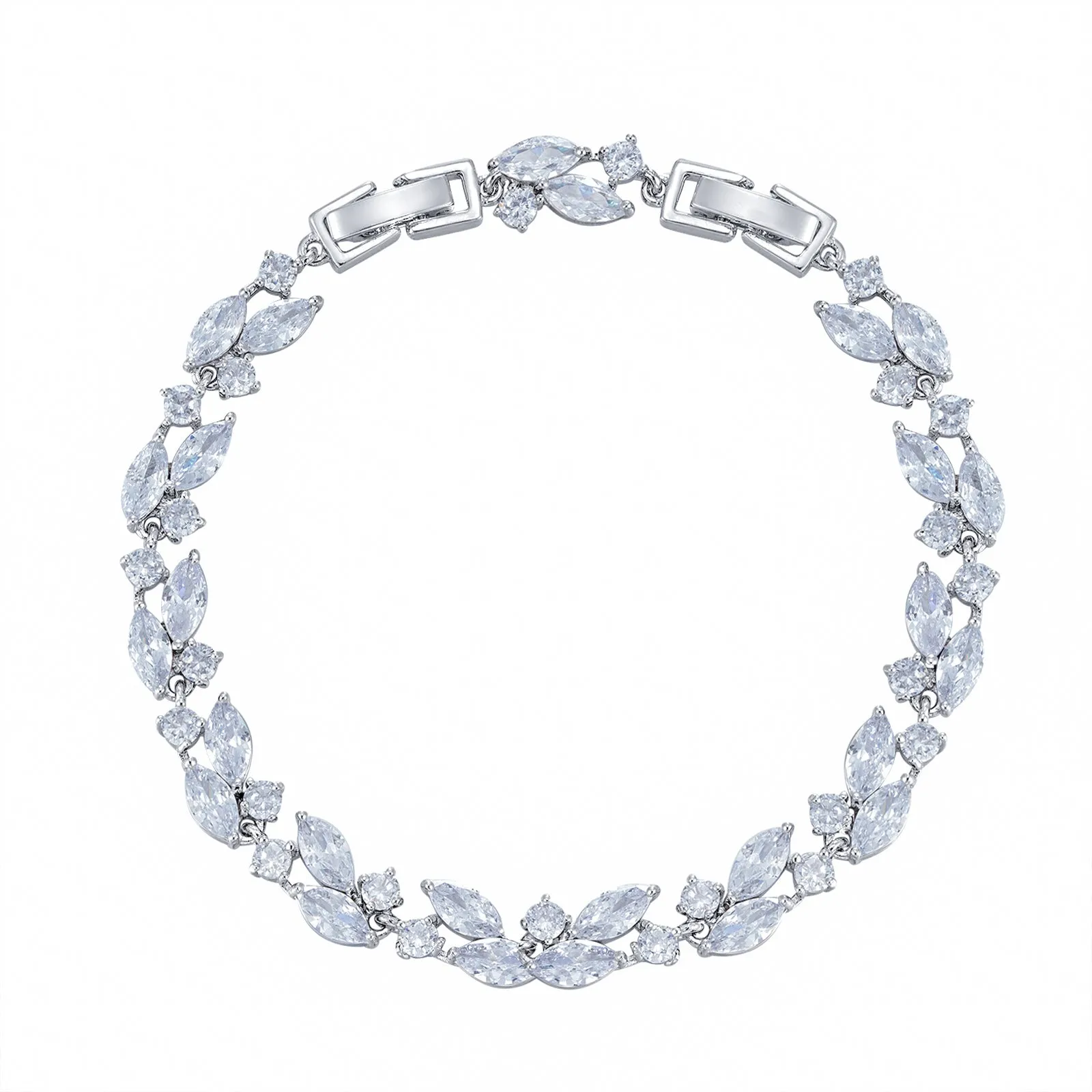 Pretty 5A Cubic Zirconia Silver Bracelet Chains for Women CK10145