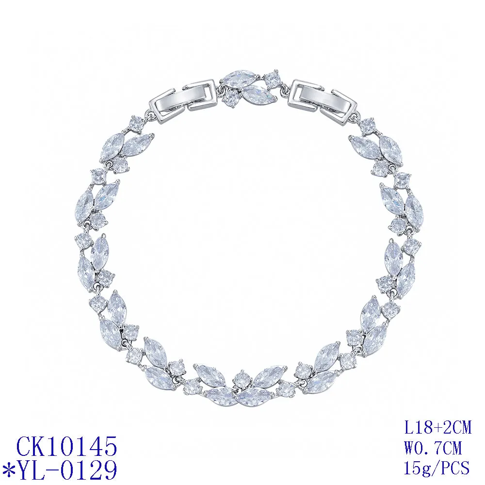 Pretty 5A Cubic Zirconia Silver Bracelet Chains for Women CK10145