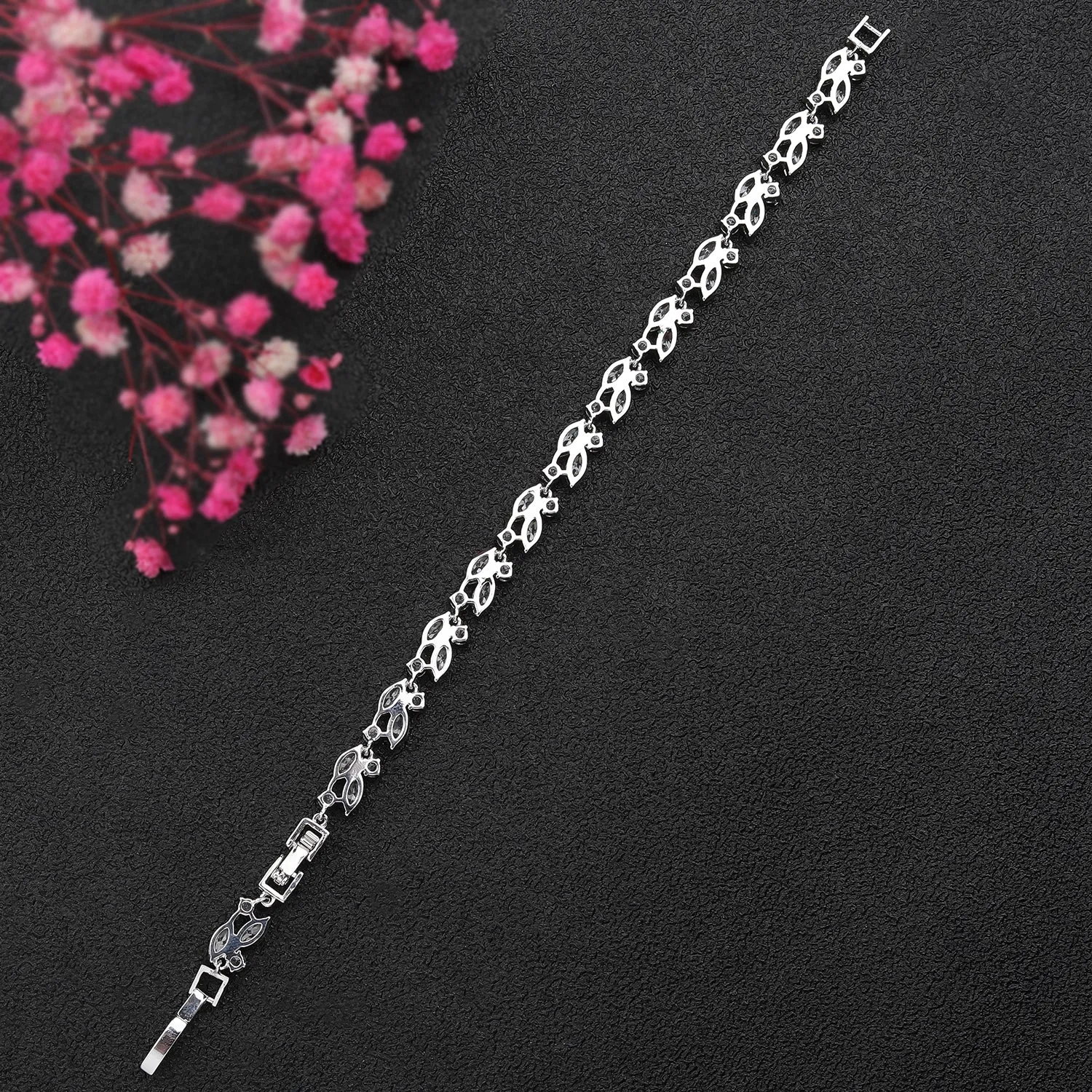Pretty 5A Cubic Zirconia Silver Bracelet Chains for Women CK10145