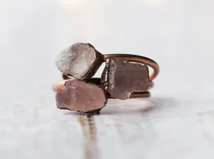 Raw Rose Quartz ring | Simple stone stacking ring