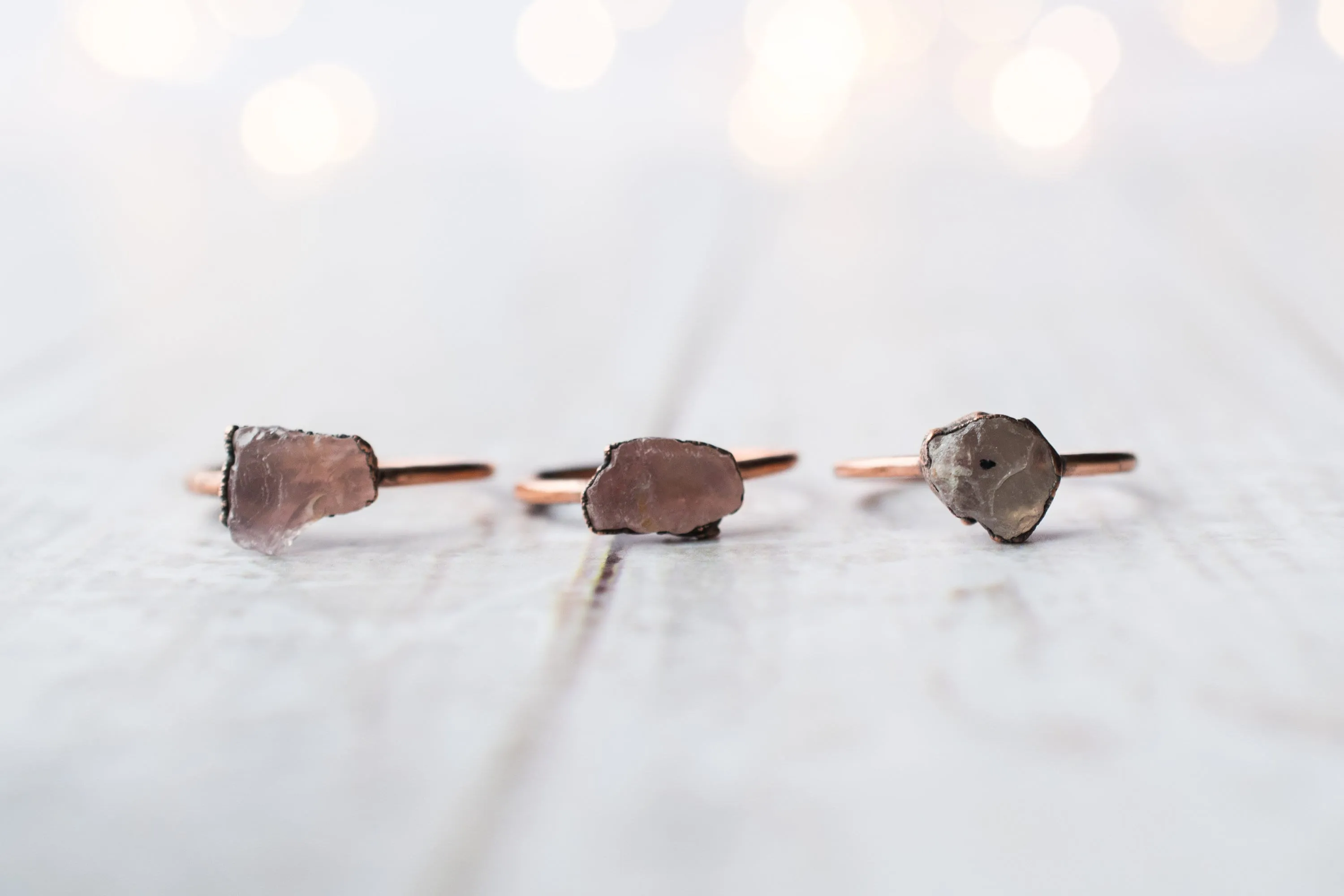Raw Rose Quartz ring | Simple stone stacking ring