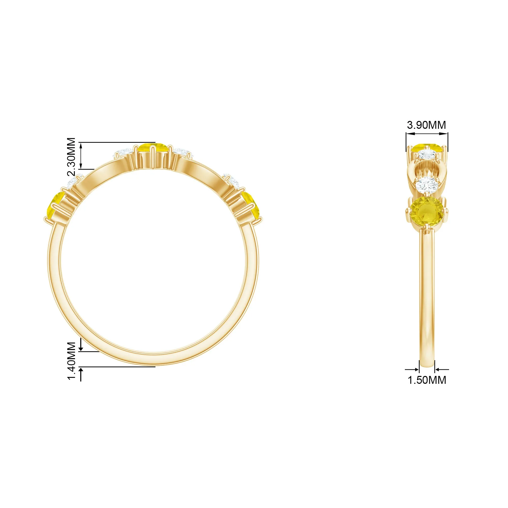 Real Yellow Sapphire Minimal Promise Ring