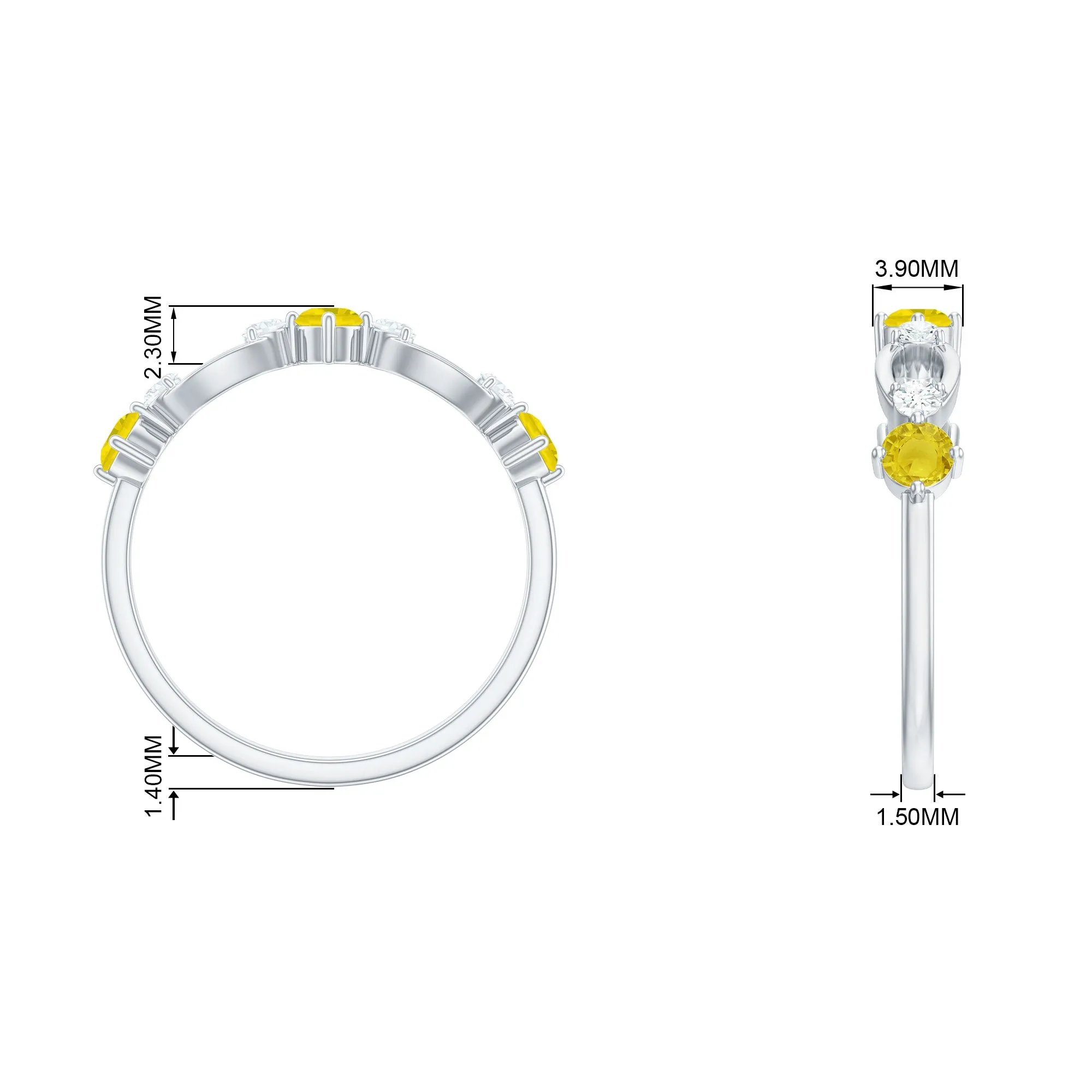 Real Yellow Sapphire Minimal Promise Ring