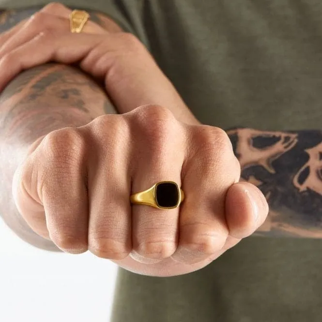 Rebel At Heart Gold Plated Black Ring TR2332-177-11