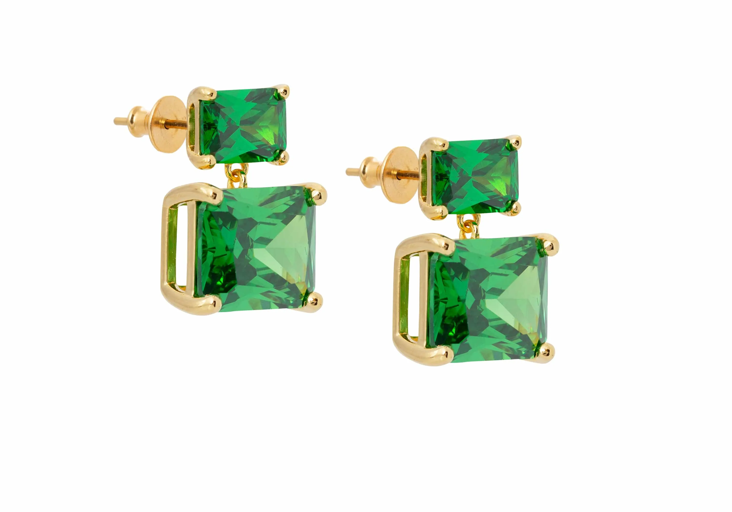 Rectangle Drop Earrings Green