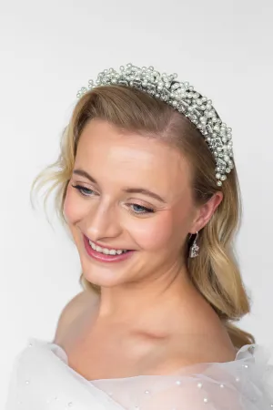 Regal CZ and Pearl Bridal Crown