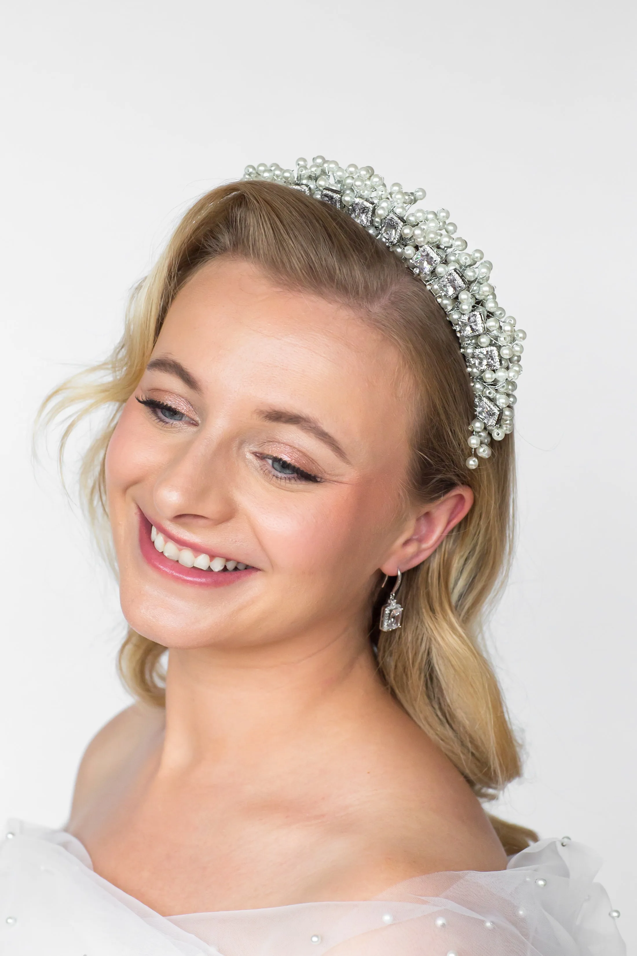 Regal CZ and Pearl Bridal Crown