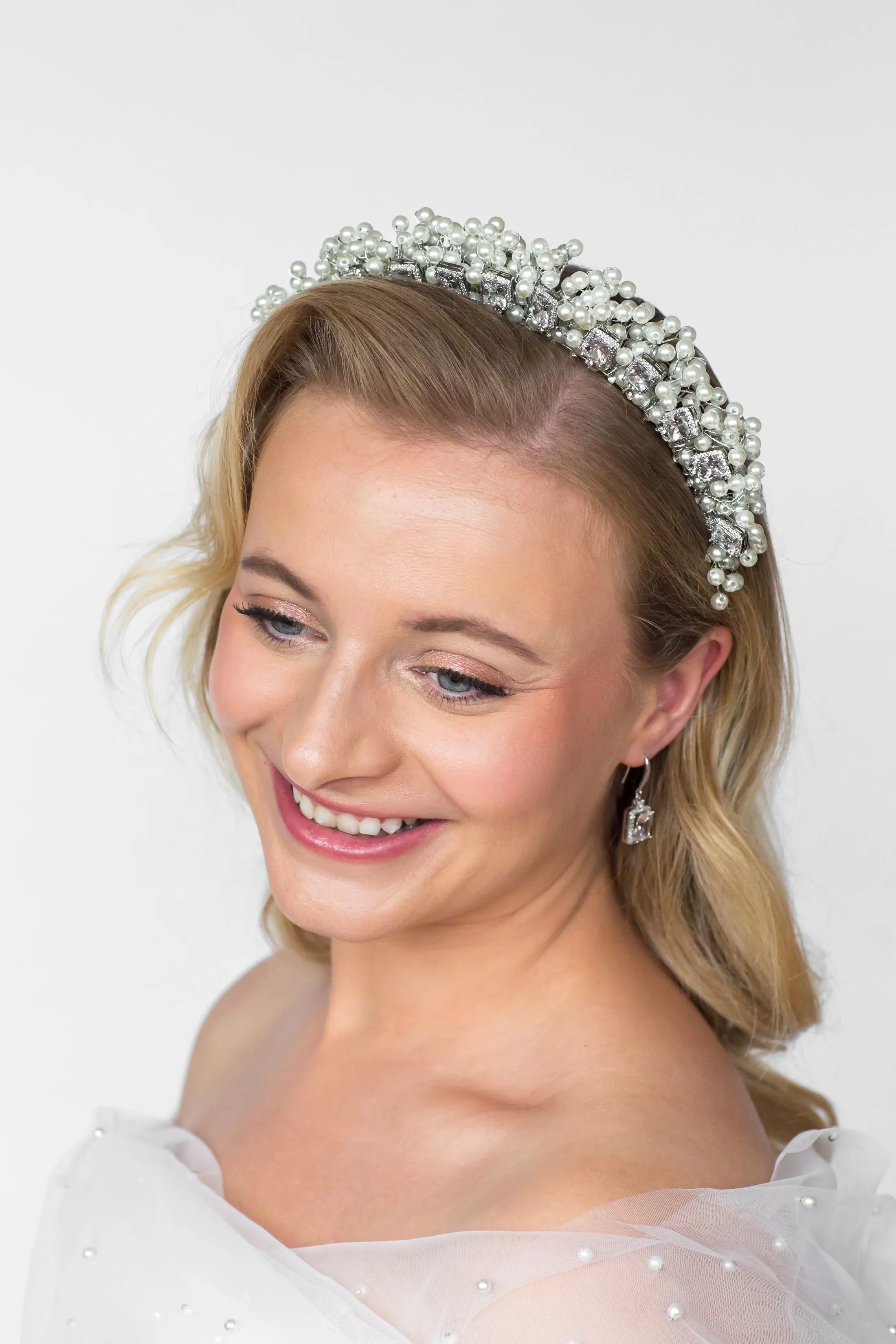 Regal CZ and Pearl Bridal Crown