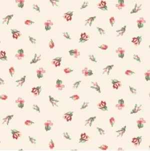 Regal Rose Mini Buds Cream Yardage