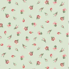 Regal Rose Mini Buds Green Yardage