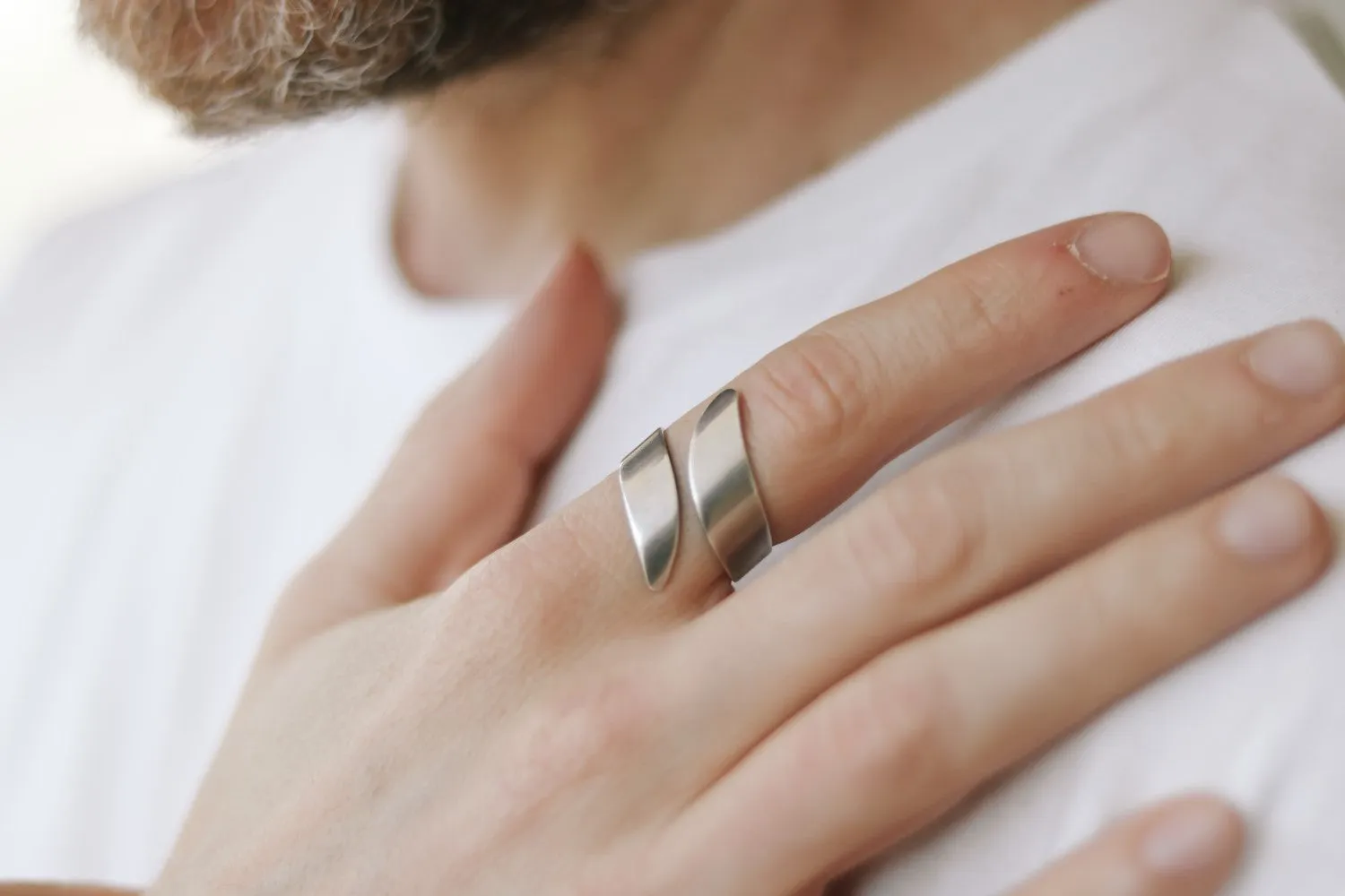 Ring for men, silver wrapped ring, men's ring, boyfriend gift for him, adjustable ring, ring, minimalist mens jewelry, wrap twist wire ring
