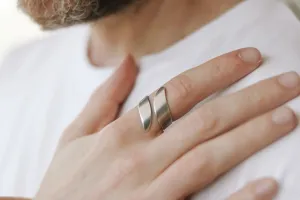 Ring for men, silver wrapped ring, men's ring, boyfriend gift for him, adjustable ring, ring, minimalist mens jewelry, wrap twist wire ring