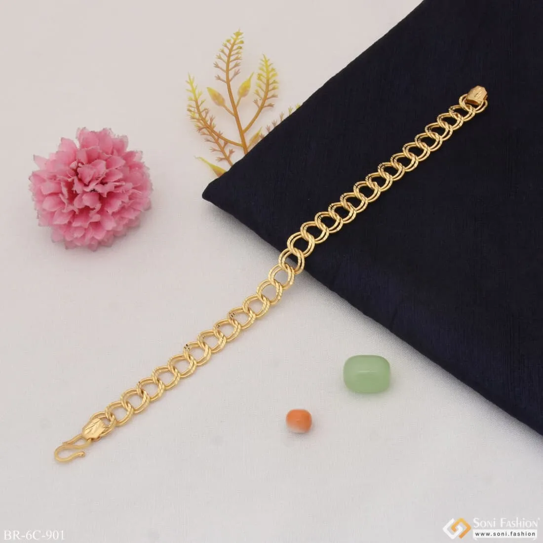Ring Into Ring Fancy Design High-Quality Gold Plated Bracelet for Men - Style C901