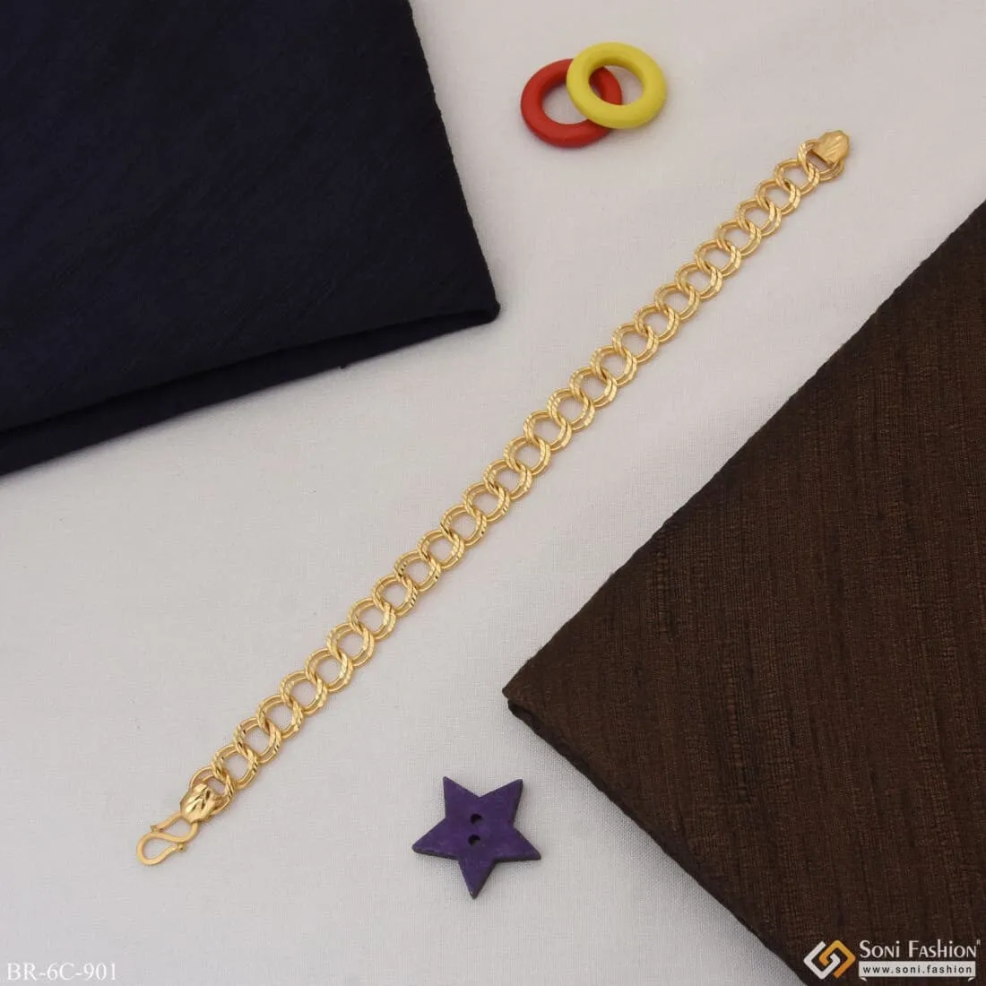 Ring Into Ring Fancy Design High-Quality Gold Plated Bracelet for Men - Style C901