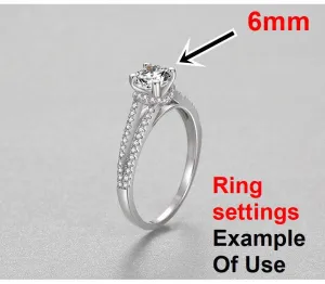 Ring Setting Blank 6mm 1pc 925 Sterling Silver CZ Semi Mount for 1 Round Shape Faceted Stone 4 Prongs Love Theme Wholesale Available
