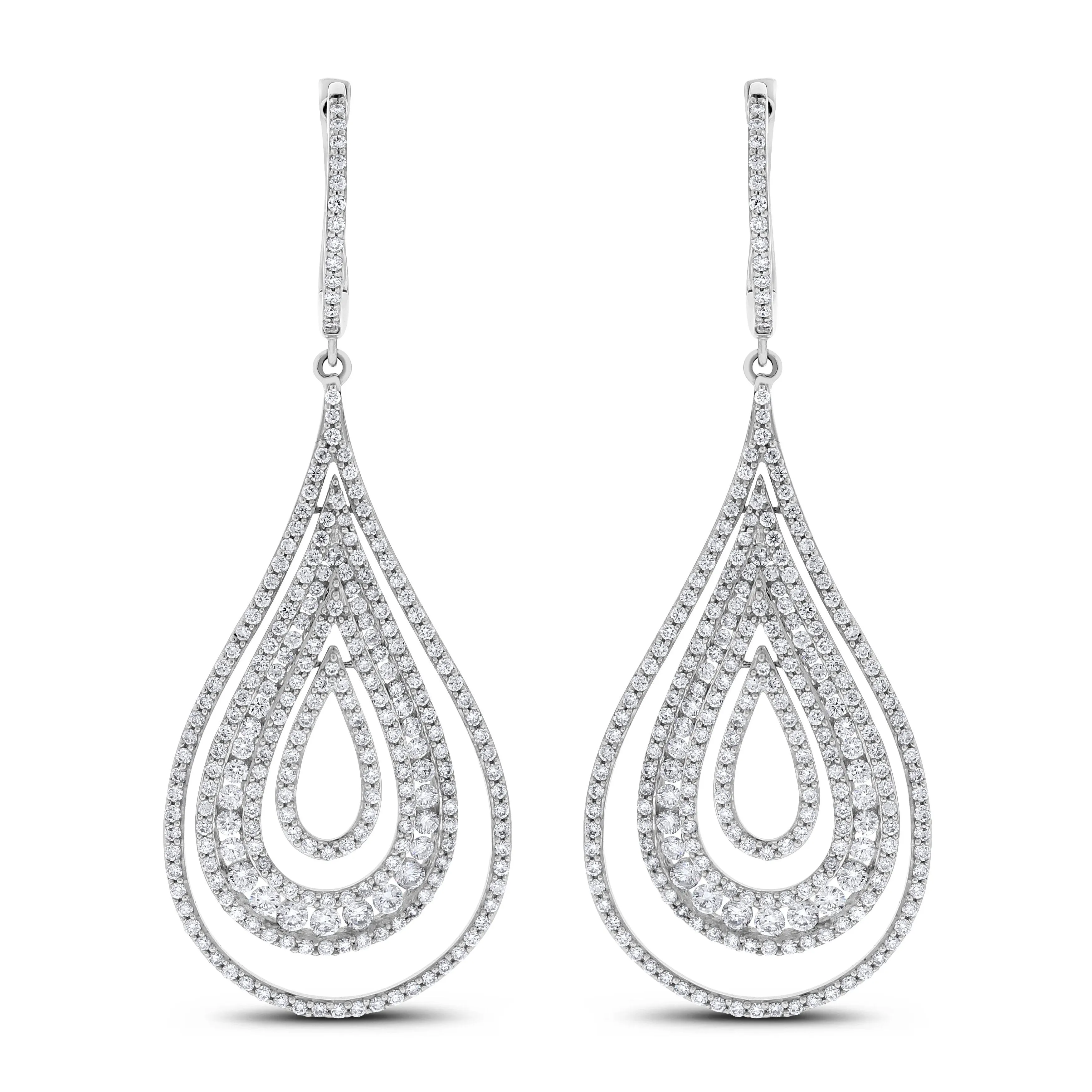 Ripples Diamond Earrings (4.29 ct Diamonds) in White Gold