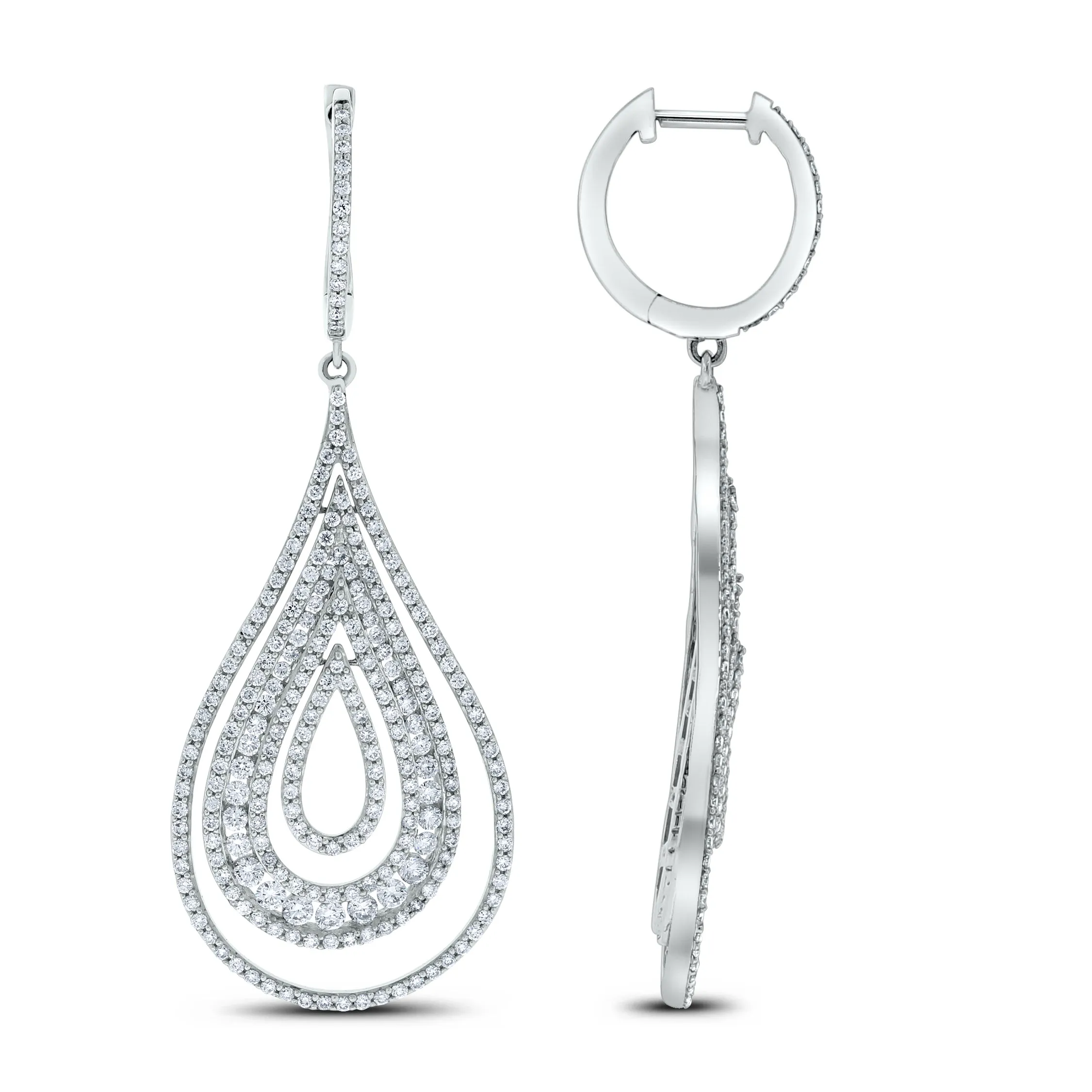 Ripples Diamond Earrings (4.29 ct Diamonds) in White Gold