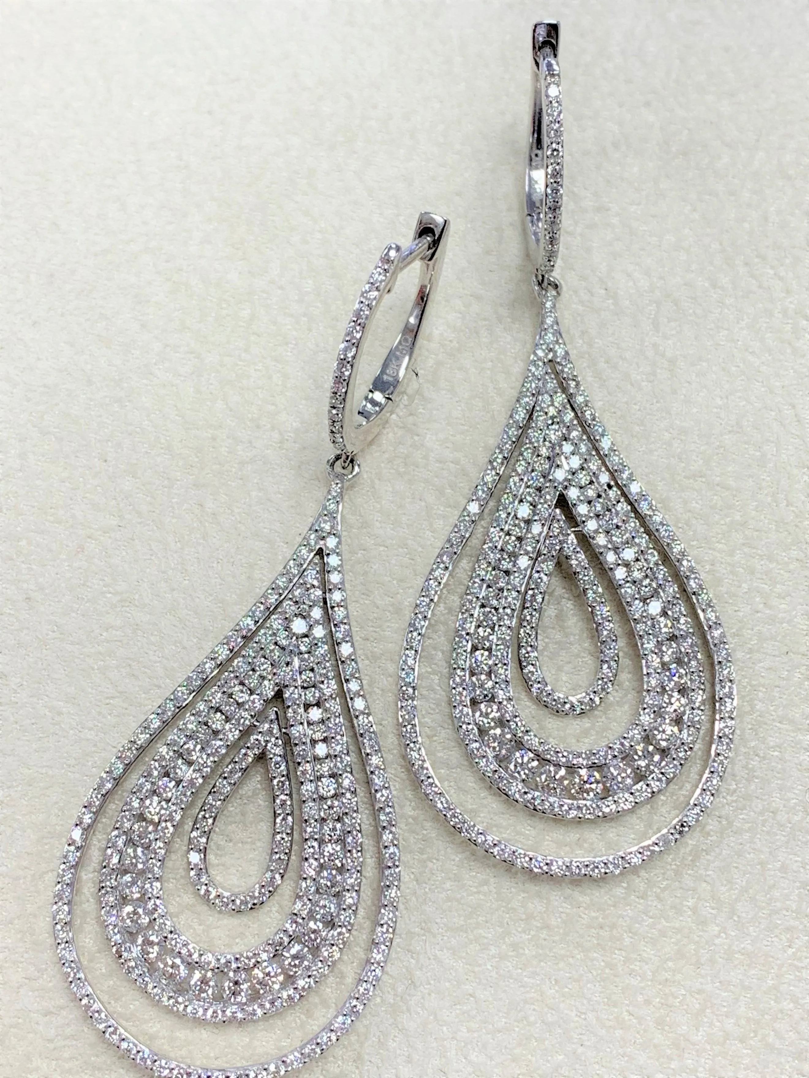 Ripples Diamond Earrings (4.29 ct Diamonds) in White Gold