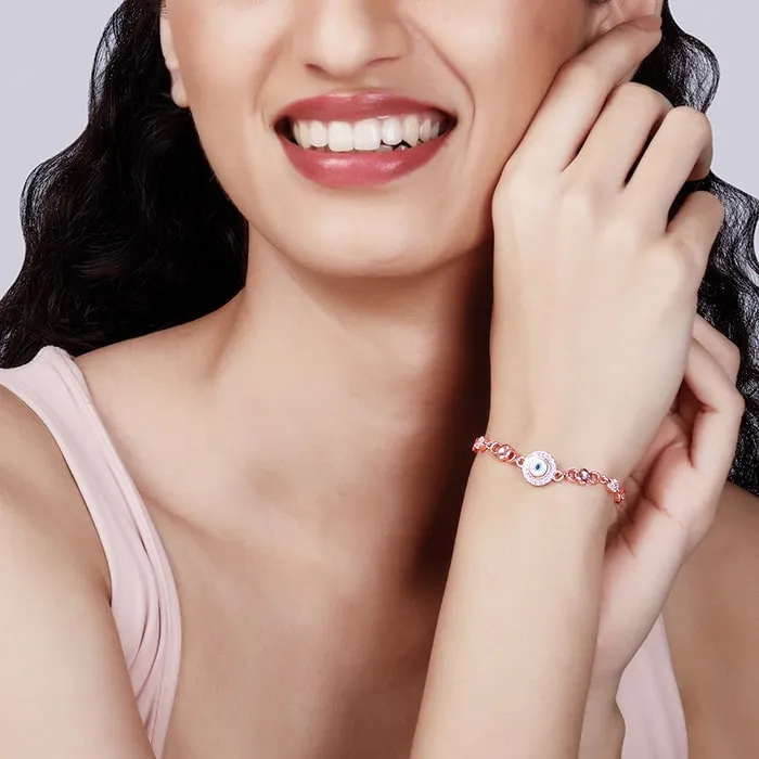 Rose Gold Zircon Evil Eye Bling Bracelet