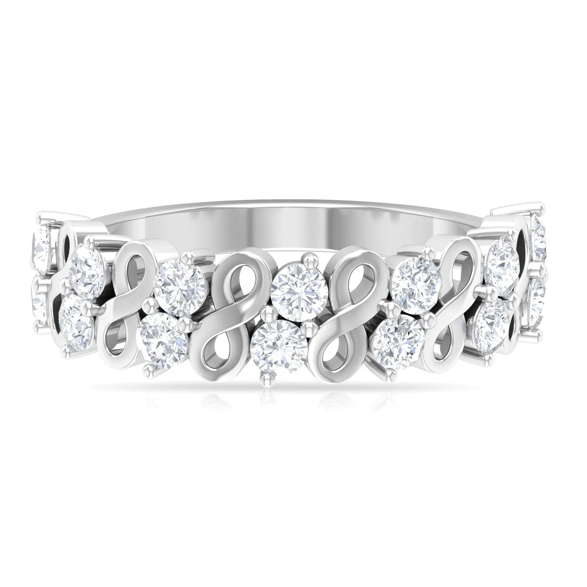 Round Moissanite Infinity Half Eternity Ring