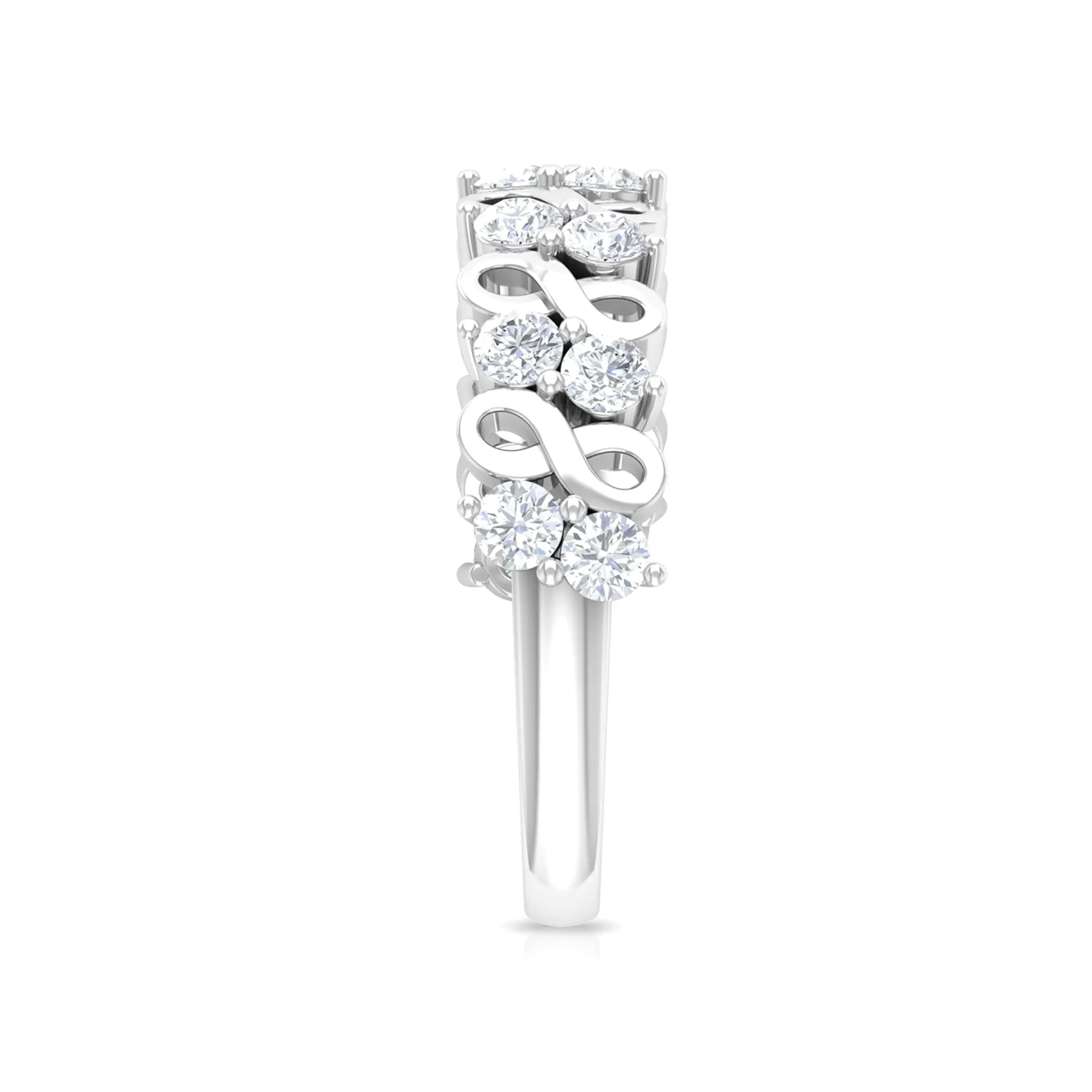 Round Moissanite Infinity Half Eternity Ring