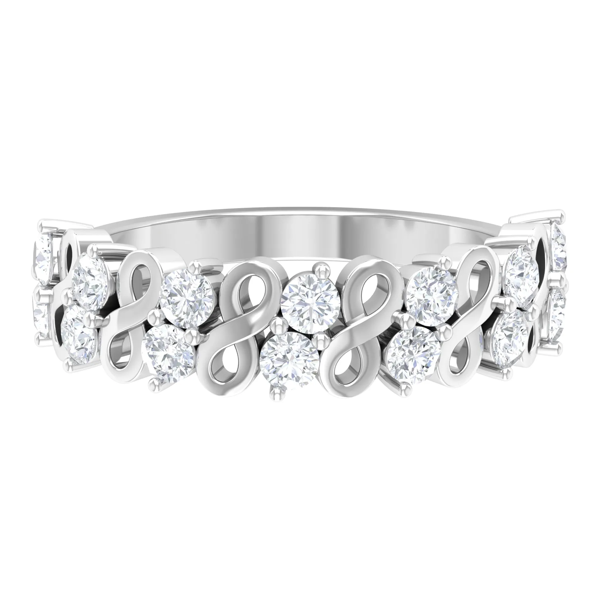 Round Moissanite Infinity Half Eternity Ring