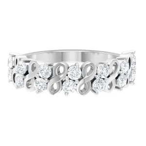 Round Moissanite Infinity Half Eternity Ring