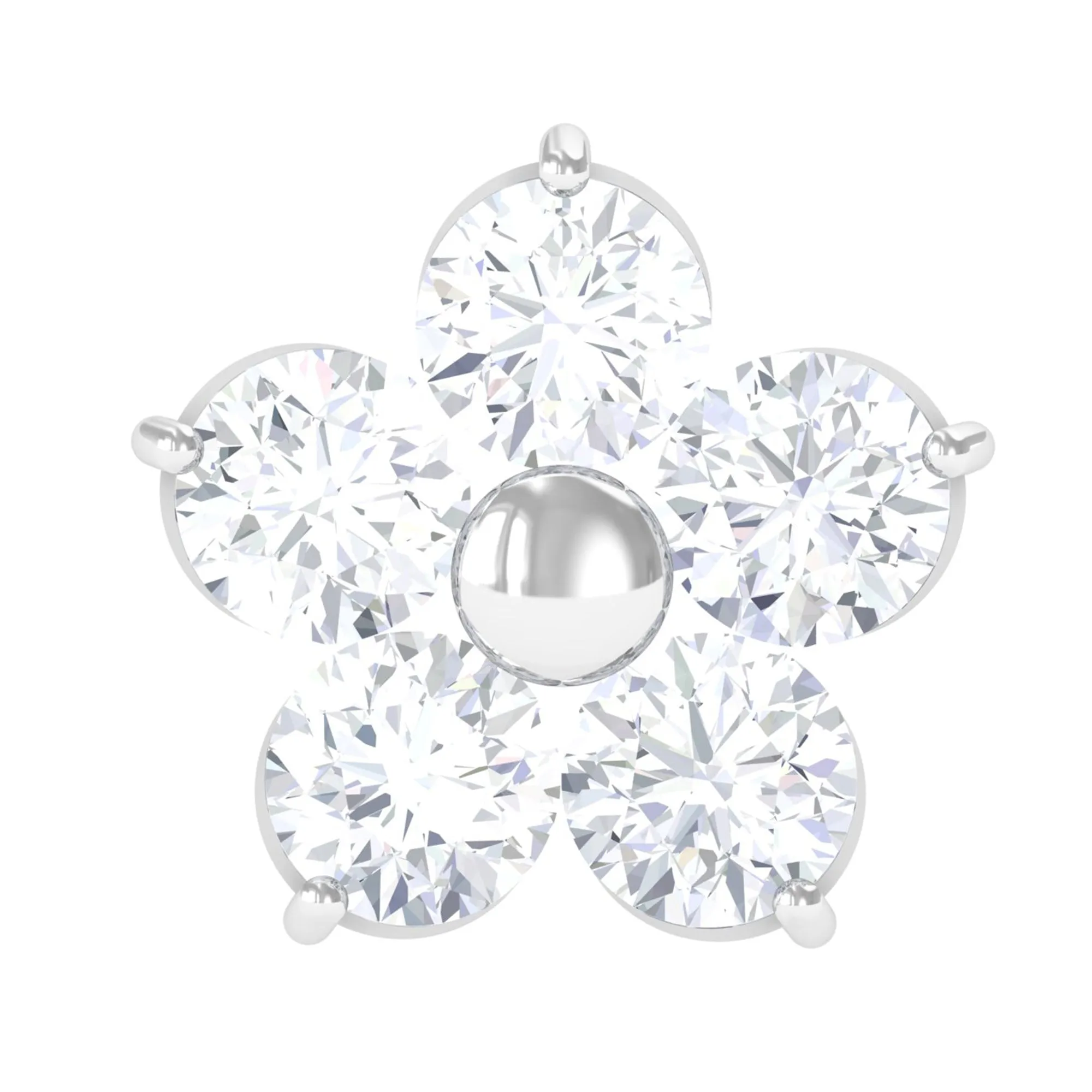 Round Moissanite Simple Flower Earring for Conch Piercing