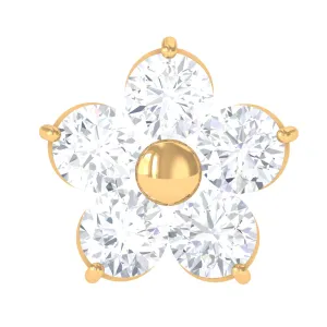 Round Moissanite Simple Flower Earring for Conch Piercing