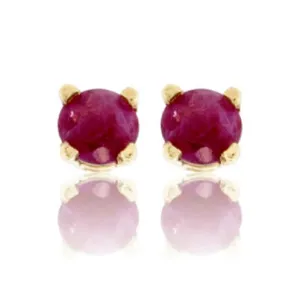 Round Red Emerald Stud Earrings