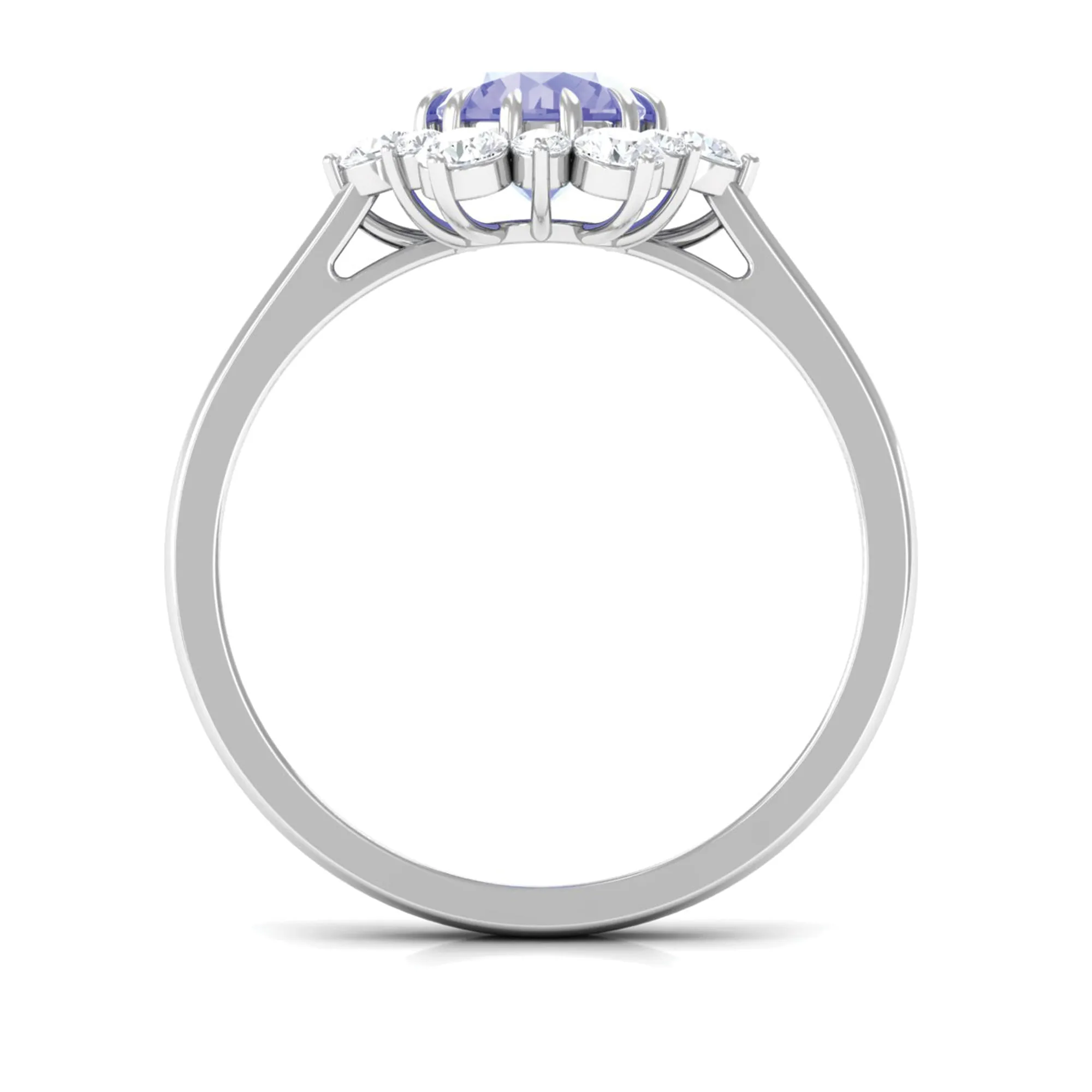 Round Tanzanite Classic Halo Engagement Ring with Diamond