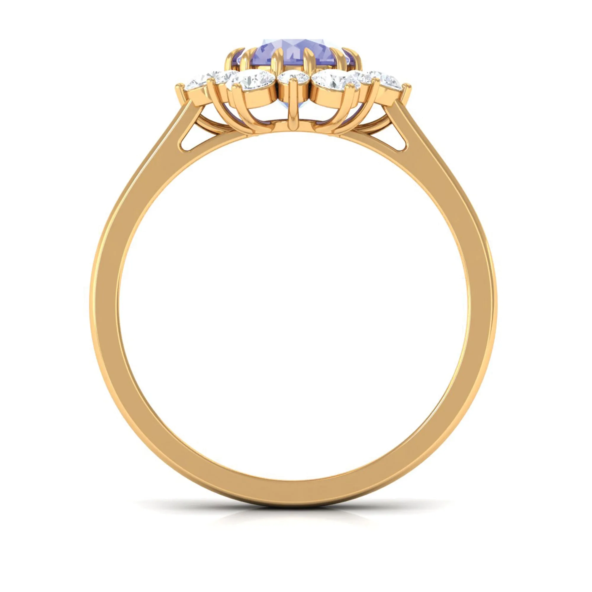 Round Tanzanite Classic Halo Engagement Ring with Diamond