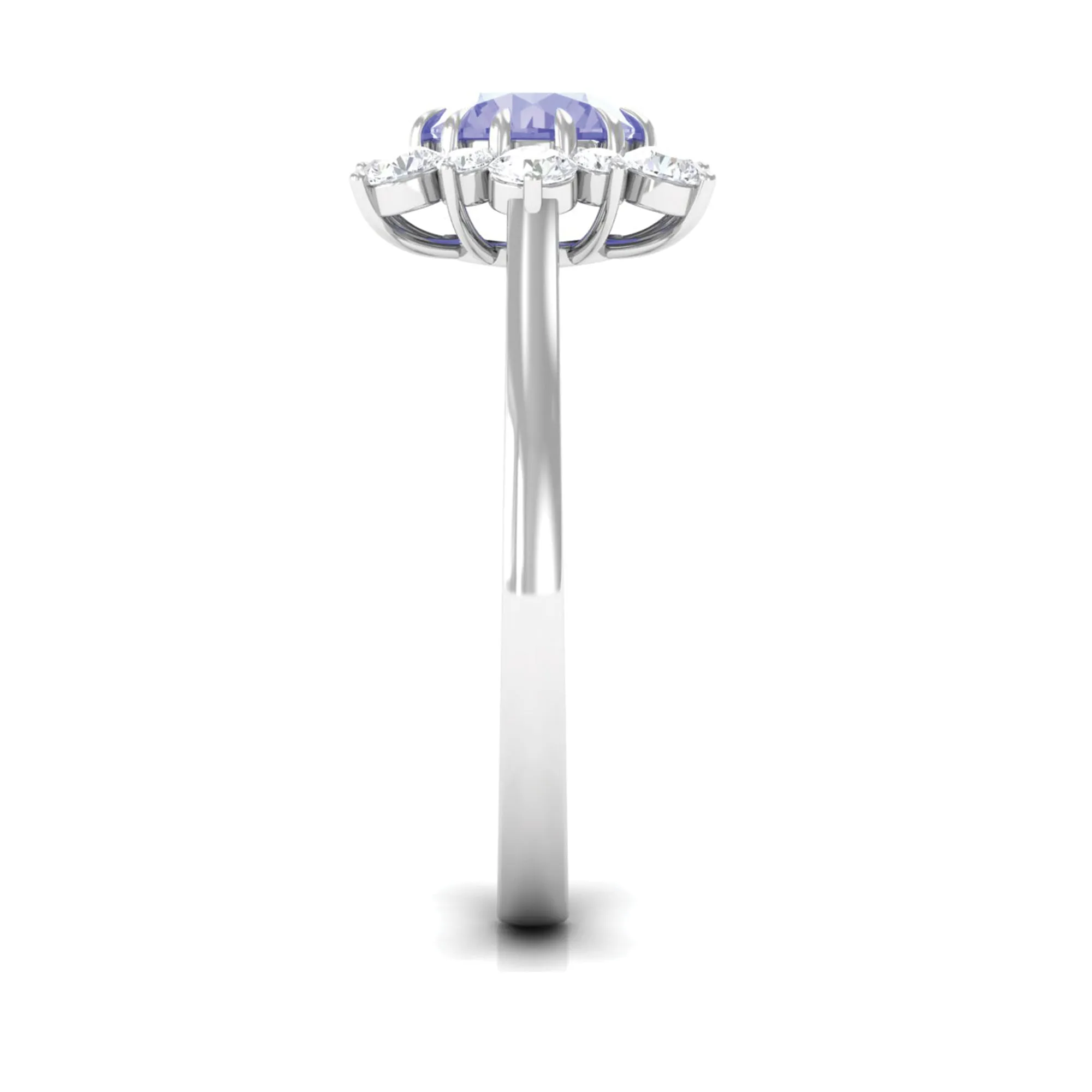 Round Tanzanite Classic Halo Engagement Ring with Diamond