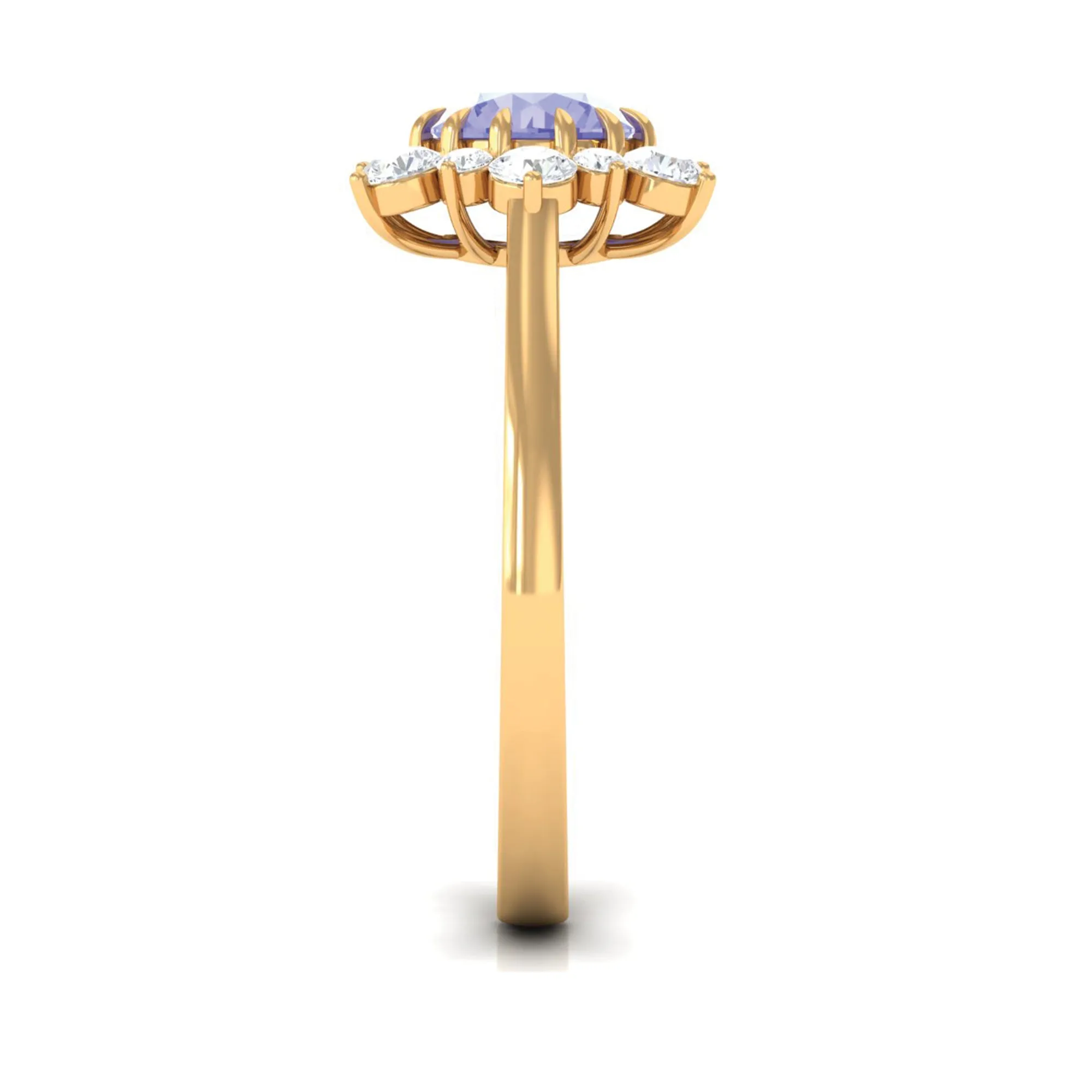 Round Tanzanite Classic Halo Engagement Ring with Diamond