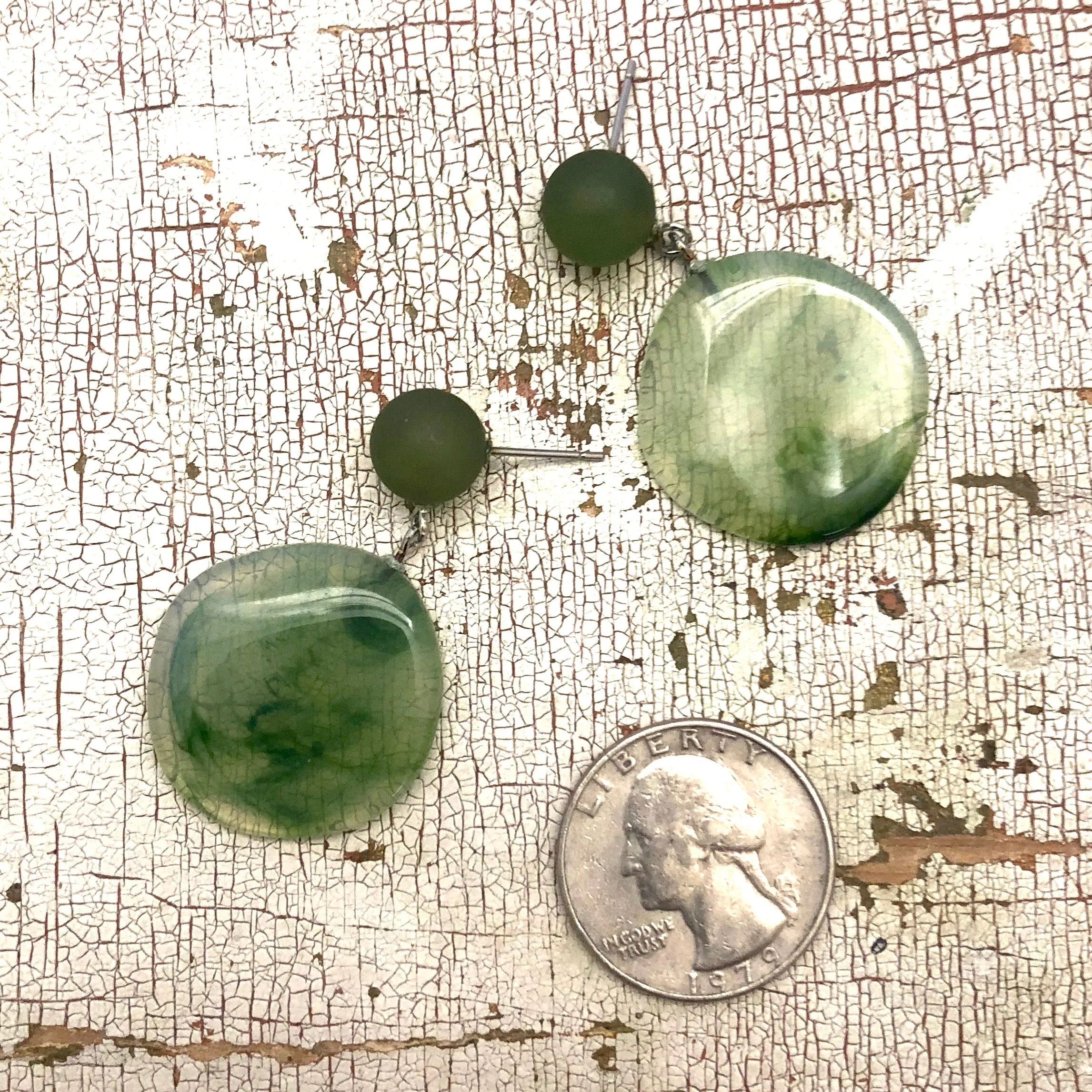 Sage Green Marbled Lucite Geo Drop Sarah Earrings