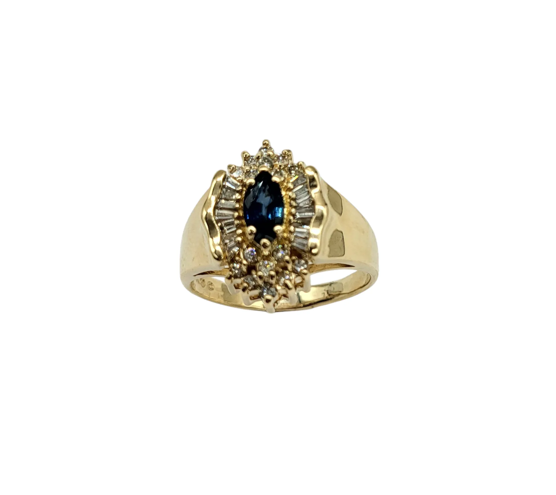 Sapphire with Cluster Diamond Halo