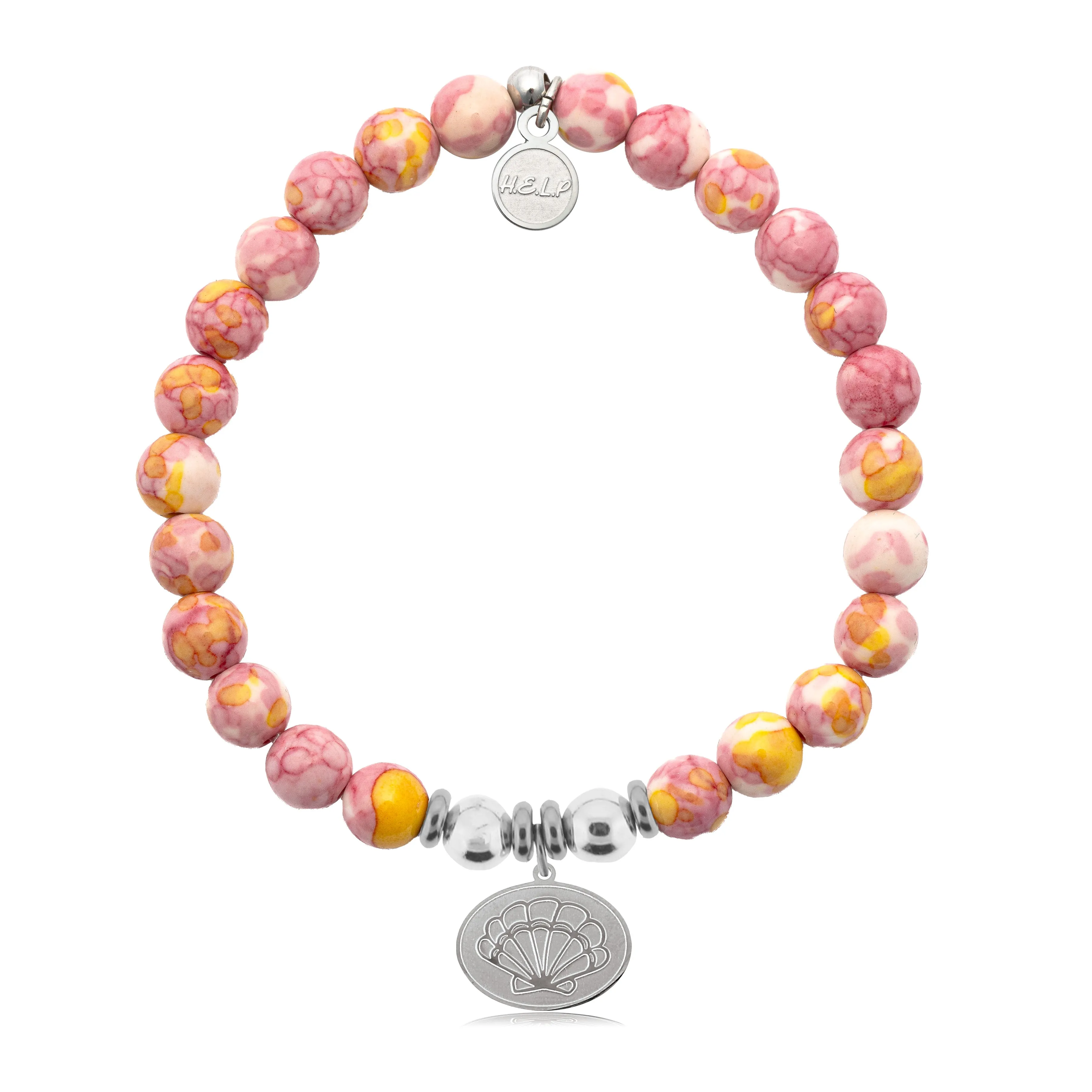 Seashell Charm with Lemonade Jade Charity Bracelet